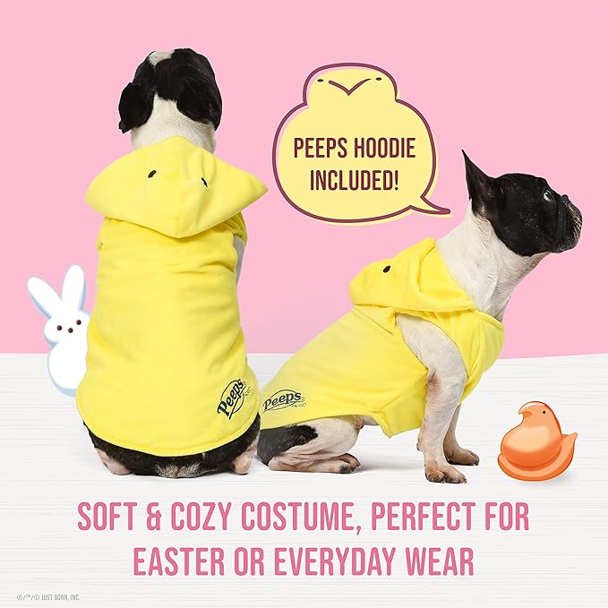 Peeps for Pets Officially Licensed Chick Dog Costume - Easter and Spring Dog Hoodie Costume, Soft 65% Cotton Blend Pull-Over Style, Size Small