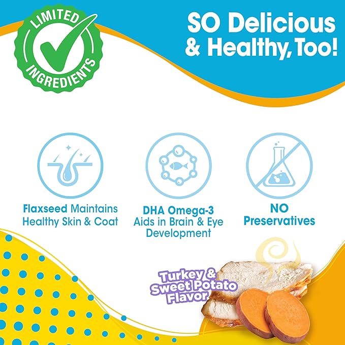 Nylabone Nubz Natural Dog Chew Treats for Puppies, Long Lasting Dog Bones Made in USA, Puppy Training Treats, Turkey & Sweet Potato Flavor, for Small Dogs Up to 25 lbs. (28 Count)