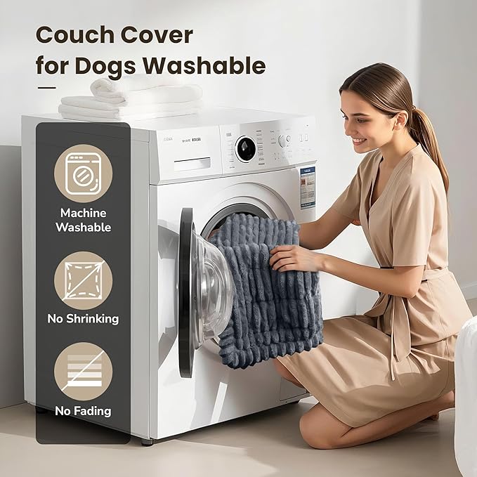 PIGLOG Couch Cover for Dogs Washable, Non-Slip Pet Couch Covers for Sofa, Durable Dog Couch Cover Protector, Fuzzy Sofa Slipcovers for Dog, Pet Friendly