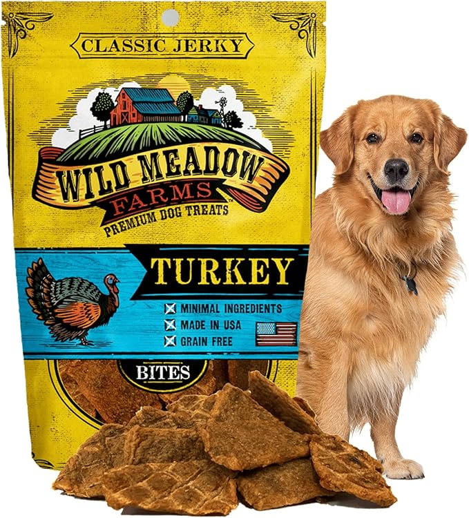 Classic Turkey Bites, Soft Jerky Treats for Dogs, Grain-Free & All-Natural, Ideal for Training, Portioning, and High-Value Rewards for All Breeds & Ages - 3.5 Ounce Pouch