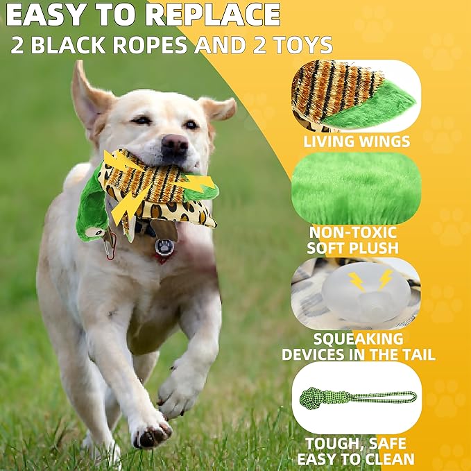 Flirt Pole Dogs, Dog Chase Toy with Squeakers Inside, Dog Fishing Pole Toy for Large Medium Small Dogs to Keep The Puppy Entertained and Physically Exhausted, Ball+Duck