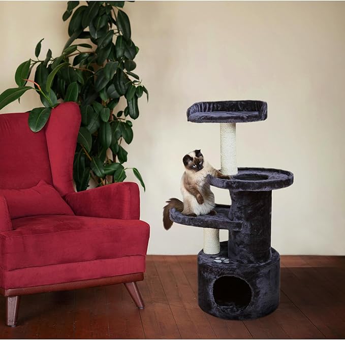 TRIXIE Pet Products Oviedo Cat Tree, Dark Gray, 3 levels (43847)