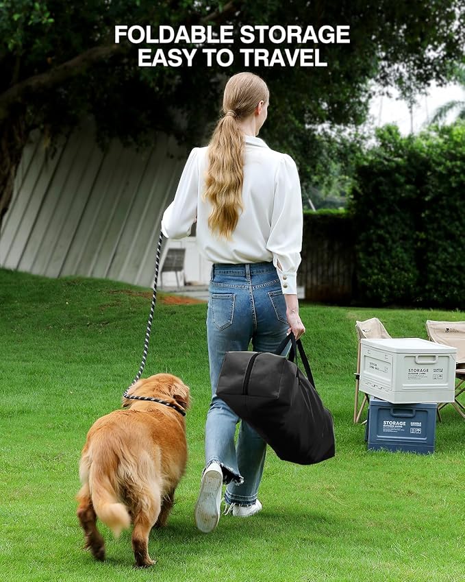 30 x 21 x 21 Inch Collapsible Soft Dog Crate for Dogs Up to 50 lbs, Portable Travel Pet Kennel with 4 Zip Doors, Foldable Indoor Outdoor Crate with Mat, Carry Bag, Black