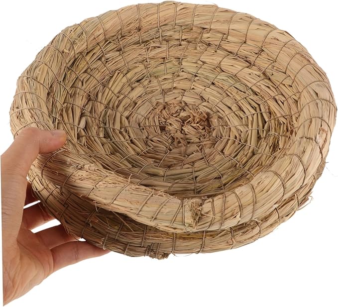 BESPORTBLE 5pcs Handwoven Small Animal Nest Cozy Woven Straw Sleeping Pad for Pets Comfortable Birdcage Accessories for Guinea Pigs and Chickens