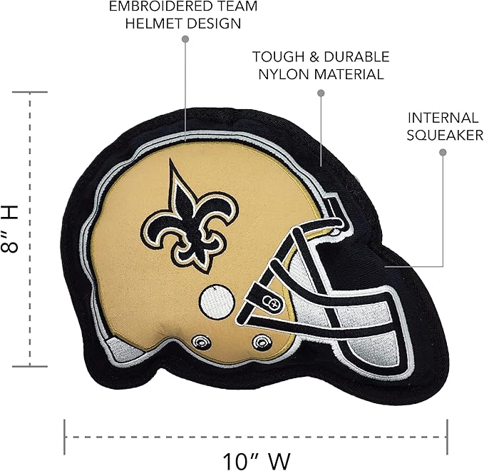 The 1st Ever Tough but Smooth Dog Toy NFL New Orleans Saints Football Helmet Tough Pet Toy. A Premium Quality Doggie Toy with Built-in Squeaker. Sports Fans Favorite Chew Toy