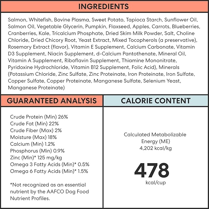 The Pets Table Salmon & Whitefish with Pumpkin Grain Free Air Dried Dog Food, 3 lb / 48 oz Bag