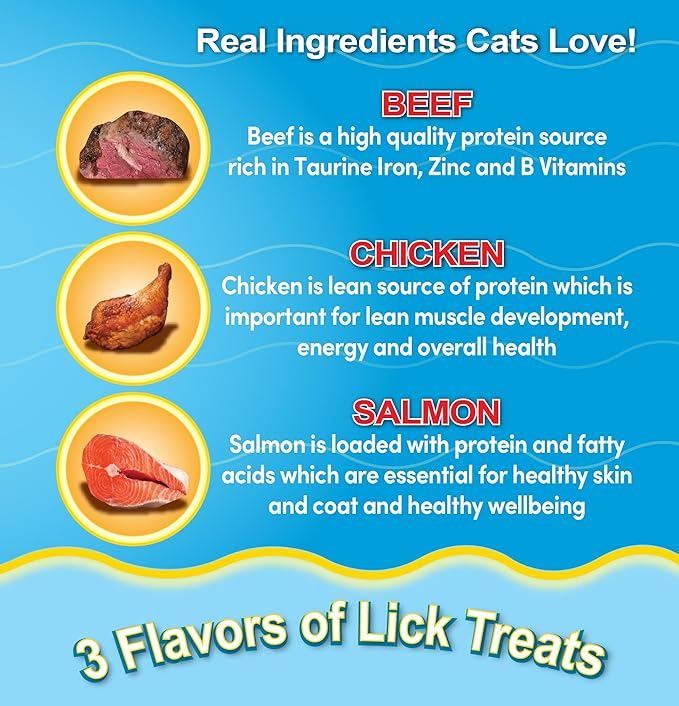 Scoochie Pet Products Cat by Scoochie Lick Treats – Beef | 0.5oz | 24 Pack
