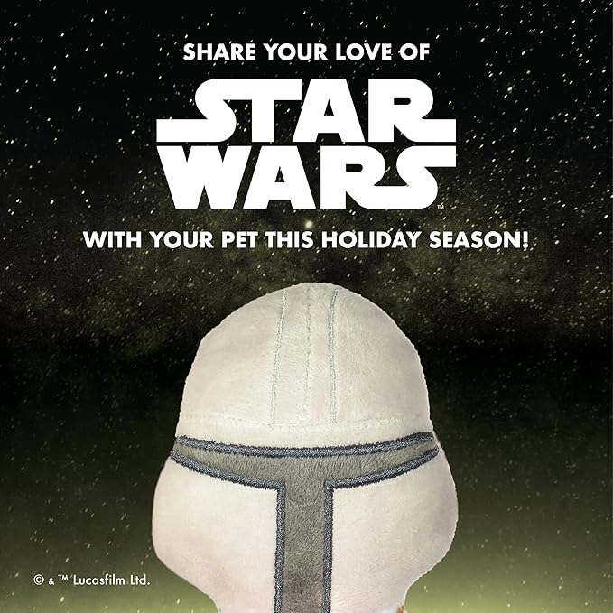 STAR WARS The Mandalorian Holiday Dog Toy | Hands Off My Bounty Mandalorian Squeaky Dog Toy Chew Toy | Plush Toy for Dogs | Small Dog Toy, 6 Inch, (FF19323)
