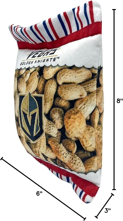 Pets First NHL Las Vegas Golden Knights Crinkle Fine Plush Dog & Cat Squeak Toy - Cutest Stadium Peanuts Snack Plush Toy for Dogs & Cats with Inner Squeaker and Beautiful Hockey Team Name/Logo