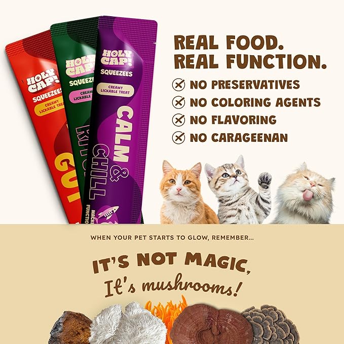 Variety Pack Grain-Free Lickable Cat Treats, 15 Squeezable Purée Tubes (0.5 oz Each), Daily Ritual, Happy Gut & Calm & Chill Flavors, Creamy Cat Purée with Clean Ingredients