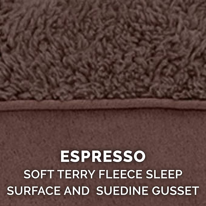 Furhaven Orthopedic Dog Bed for Large/Medium Dogs w/ Removable Washable Cover, For Dogs Up to 55 lbs - Terry & Suede Mattress - Espresso, Large