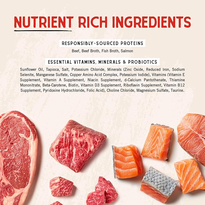 Stella & Chewy's Grass Fed Beef & Wild Caught Salmon Shredrs - Premium Dog Food Pouches - Perfect for Picky Eaters- 12 Pack, 2.8oz Each