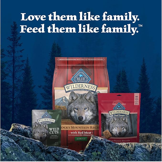 Blue Buffalo Wilderness Trail Toppers Wild Cuts Natural High-Protein Dog Wet Food, Duck Bites in Hearty Gravy, 3-oz Pouch, 24 Count