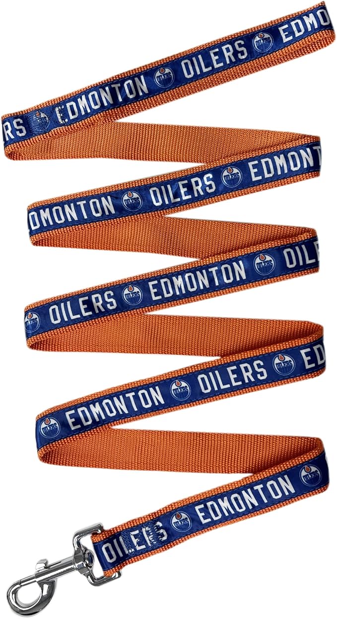 NHL PET Edmonton Oilers Dog Leash, Small Hockey Team Leash for Dogs & Cats - Shiny & Colorful, Licensed by The NHL