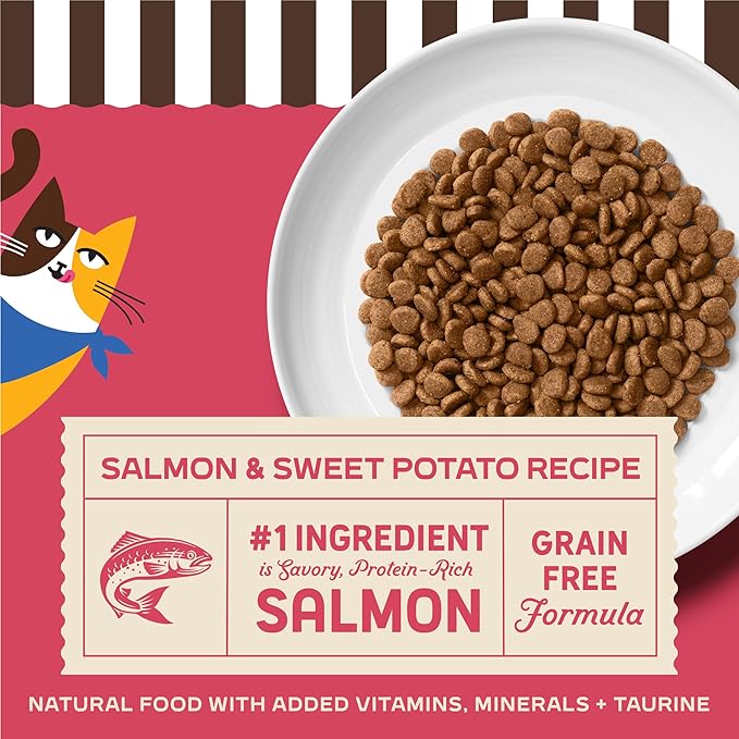 Merrick Purrfect Bistro Grain Free Salmon and Sweet Potato Recipe Natural Dry Cat Food for Adult Cats, High Protein, Outdoor or Indoor Cat Food - 4 lb. Bag