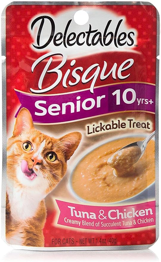 "Hartz Delectables Senior Bisque Lickable Cat Treats - Tuna/Chicken 4 Pouches"