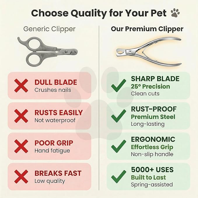 Cat and Dog Nail Clippers for Small & Medium Pets - Precision Pet Nail Trimmer with Included Cat Nail File - Professional Metal Claw Scissors for Kittens, Puppies, Rabbits & Birds