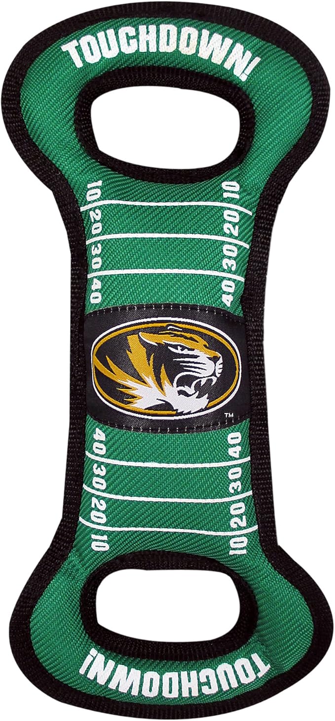 NCAA Football Field Dog Toy with Squeaker. - Missouri Tigers - for Tug, Toss, and Fetch. - Tough& Durable PET Toy