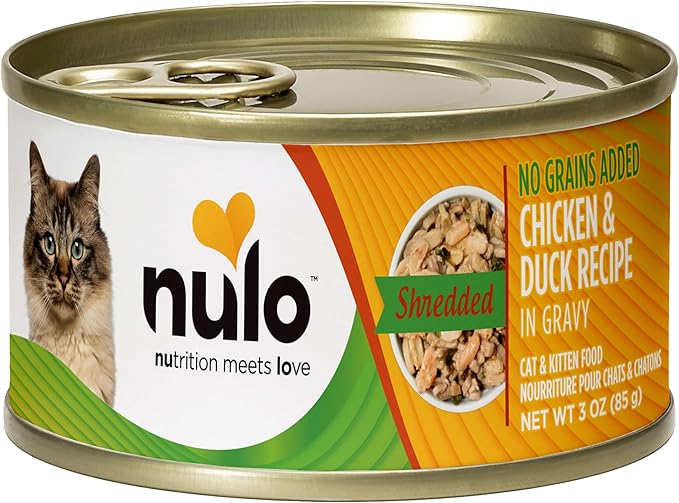 Nulo Chicken & Duck Grain-Free Shredded Wet Canned Cat Food,3 Ounce,(Pack of 48)