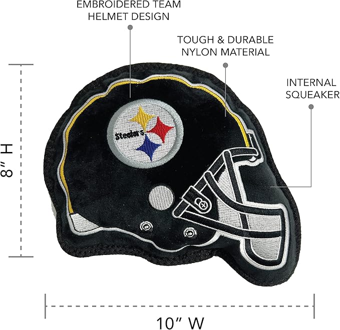 The 1st Ever Tough but Smooth Dog Toy NFL Pittsburgh Steelers Football Helmet Tough Pet Toy. A Premium Quality Doggie Toy with Built-in Squeaker. Sports Fans Favorite Chew Toy