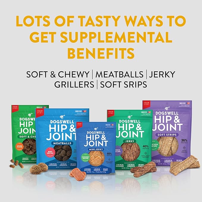 Dogswell Hip & Joint Jerky Dog Treats, Duck, 10 oz. Pouch
