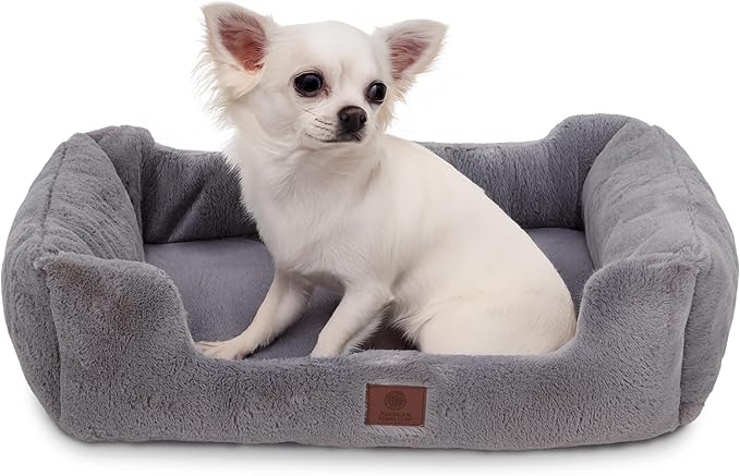 AMERICAN KENNEL CLUB Cuddler Pet Bed with Low-Profile Entrance – 25" Plush Dog Bed for Small Breeds, Ultra-Soft Washable Bed with Non-Slip Bottom, Durable High-Loft Filling, Gray