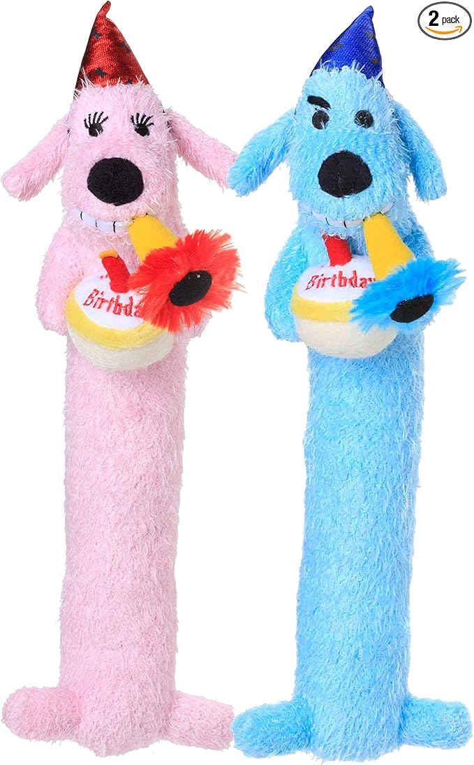 Multipet Birthday Loofa Toy Toy Dogs Assorted Color, Pack of 2