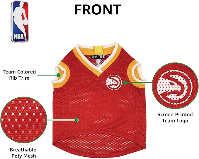 Pets First NBA Atlanta Hawks Dog Jersey, X-Small- Tank Top Basketball Pet Jersey