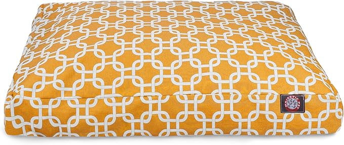 Yellow Links Medium Rectangle Indoor Outdoor Pet Dog Bed With Removable Washable Cover By Majestic Pet Products