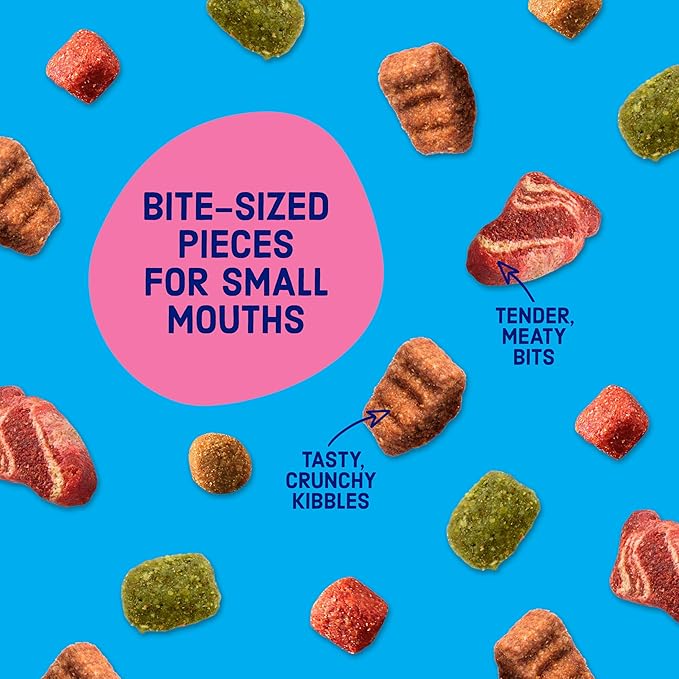 Kibbles 'n Bits Bistro Mini Bits Small Breed Dry Dog Food, Oven Roasted Beef, Spring Vegetable and Apple Flavors for Adult Dogs, 3.5 lb. Bag, 4 count