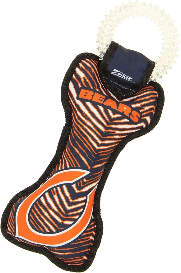 Zubaz NFL Team Logos and Colors Ring Tug Toy with Squeaker for Dogs, Chicago Bears