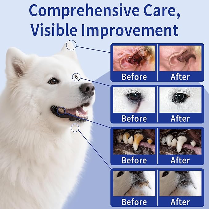 Cleaning Finger Wipes for Dogs and Cats, 4 in 1 Pet Finger Wipes, Cleaning, Soothing, Decodorizing Teeth, Ears, Eyes, Chin, Removes Dirt and Odors, Non Irritating, 50 Pcs (3 Count)