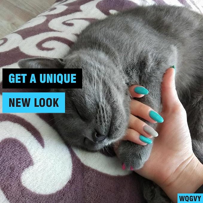 15 Colors / 150 pcs Cat Nail Caps | Cat Claw Covers with Adhesives and Applicators (M)