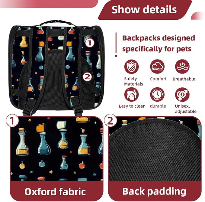 Portable Travel pet Backpack Carrier Hamster Bag Small Dog cat Carrier Breathable Hang Bag, Chemistry Science Laboratory (11)
