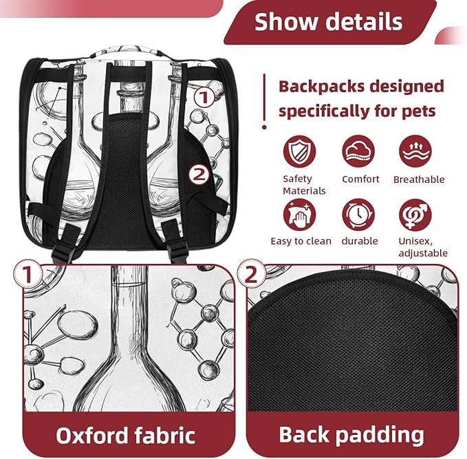 Chemistry Science Doodle (2) Pet Carrier Airline Approved Soft Sided Portable Cozy Travel Pet Bag, Car Seat Safe Carrier for Cats and Dogs
