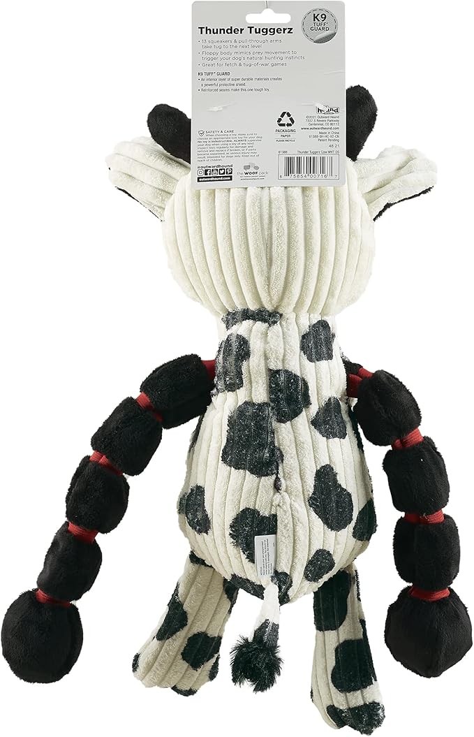 Charming Pet Thunda Tugga Cow Plush & Squeaky Dog Tug Toy (Pack of 2)