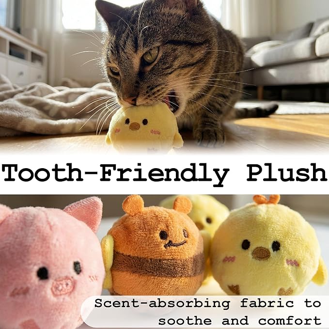 Fluffy Squeaky Pet Balls for Small Dogs and Cats (4, Multicolor)