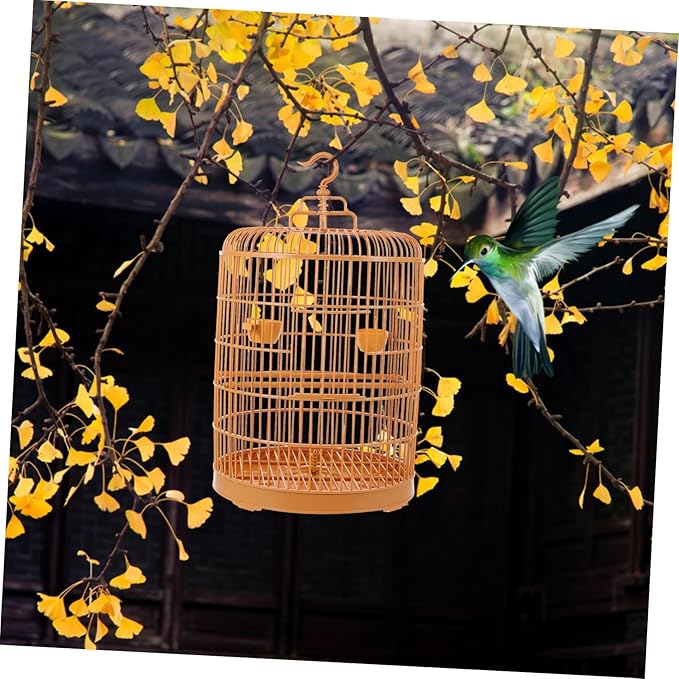 BESTonZON Hanging Bird Cage Plastic Small Animal House Multi Functional Round Design Durable Spacious for Parakeets Lovebirds Hamsters and Small Pets