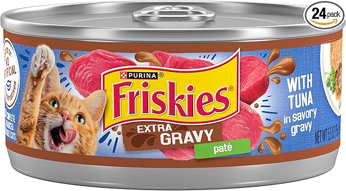 Purina Friskies Wet Cat Food Pate, Extra Gravy With Tuna - (Pack of 24) 5.5 oz. Cans