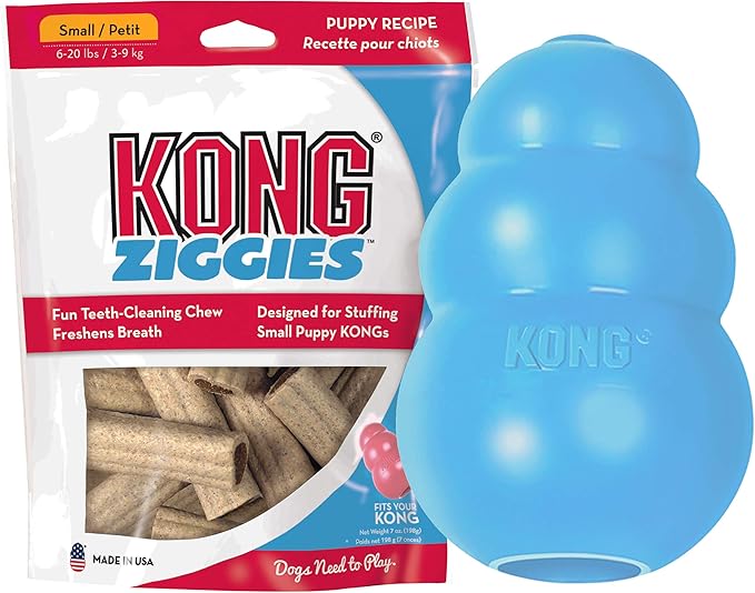 KONG - Puppy and Ziggies - Puppy Toys for Teething with Treats (Colors May Vary) - for Small Puppies
