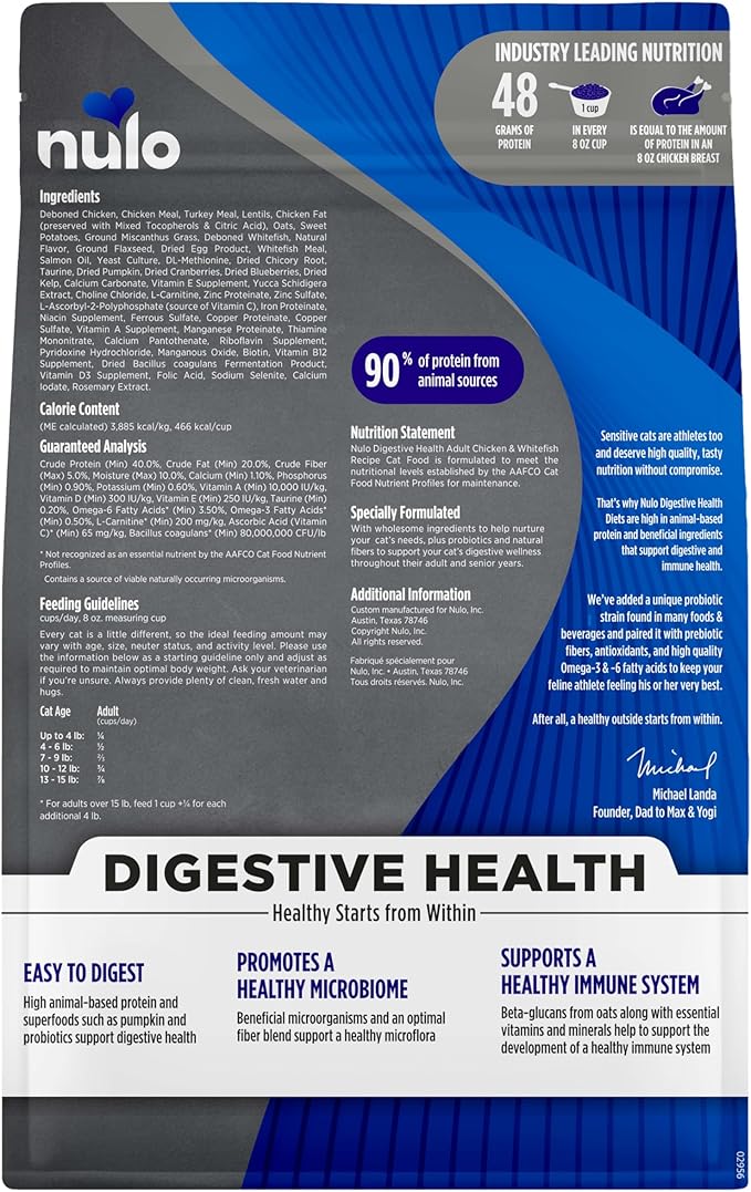 Nulo Digestive Health Adult Cat Chicken & Whitefish 4.5LB Bag