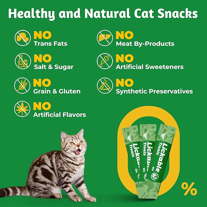 Just Try 20 Tubes Creamy Lickable Cat Treats, Healthy Cat Grass Treats, Hairball Control Relief Functional with Taurine & Vitamin E for Cats