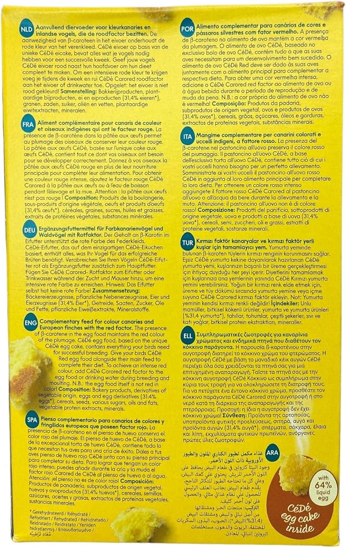 Cédé Red Factor Canary Food – 2Pc of Nutritional Bird Food with Essential Proteins for Breeding, Molting, and Red Color Enhancement, Supplement for Vibrant Canary and Finch Feathers