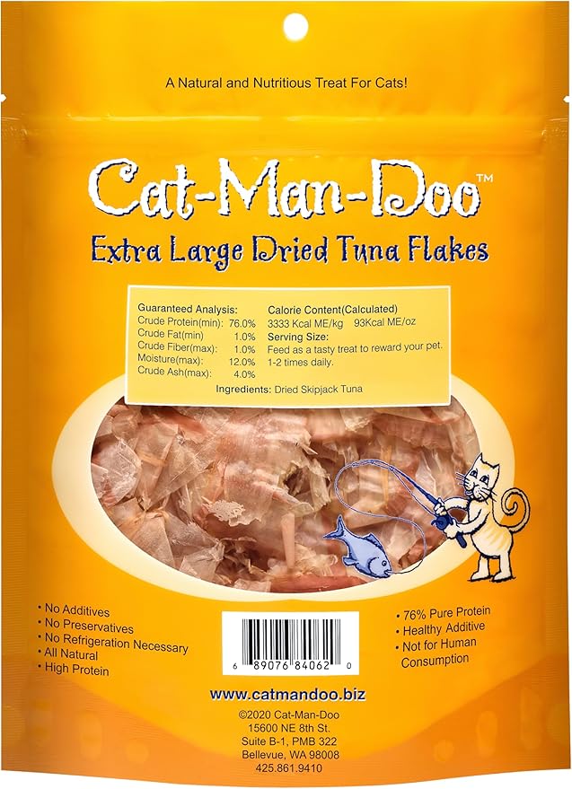 Life Essentials by Cat-Man-Doo Cat Treats & Food Topper – Bonito Fish Flakes for Cats, Healthy Single Ingredient Cat Snacks – 1 oz