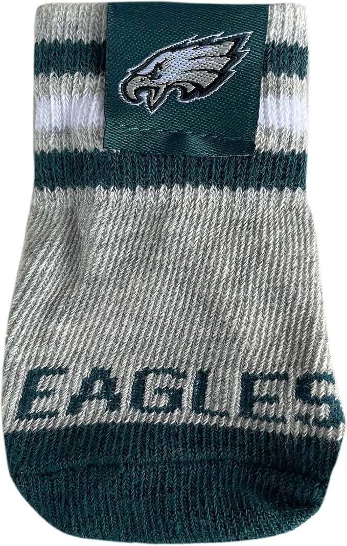 NFL Philadelphia Eagles Anti Slip Dog Socks with Elastic Ribbed Top, Size X-Small/Small. Indoor/Outdoor Socks, Best Dog Paw Protector, 2 Pairs, Cool Puppy Supplies with NFL Logo of Eagles Team