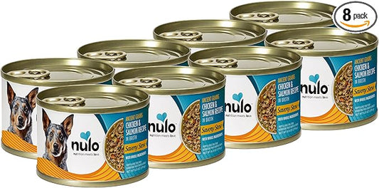 Nulo Ancient Grains Savory Stew with Whole Ingredients Puppy & Dog Food, Chicken and Salmon in Broth, 6.0 Ounce, 8 Cans