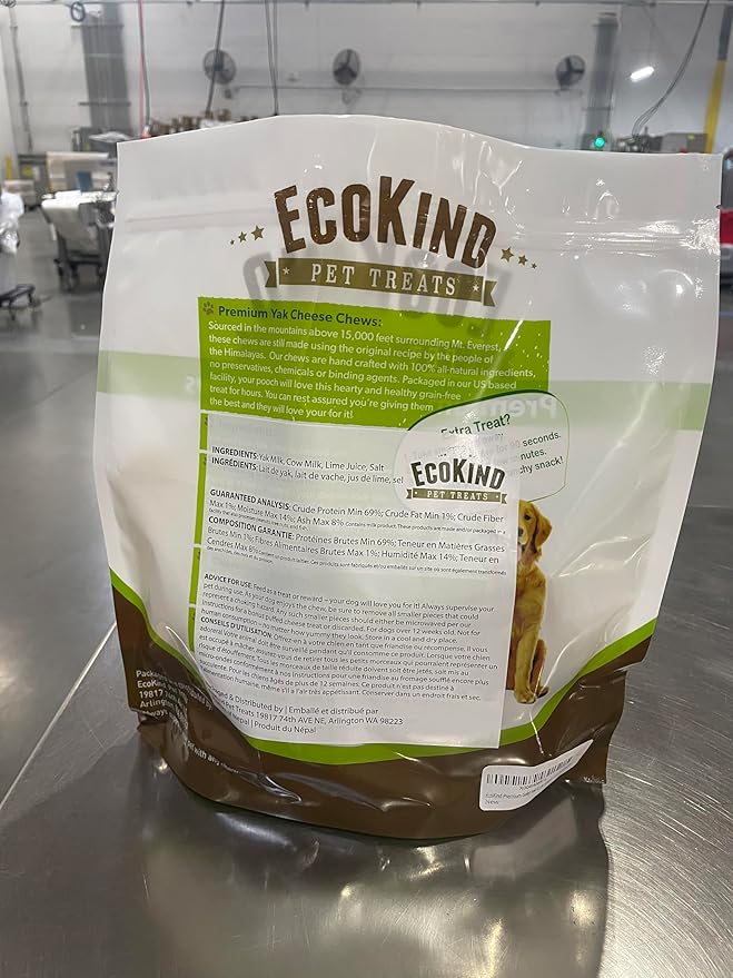 EcoKind Premium Gold Yak Cheese Himalayan Dog Chews, Dog Treats Large Breed, All Natural, High Protein, for Aggressive Chewers, Large - 8+ Chews (2 lbs)