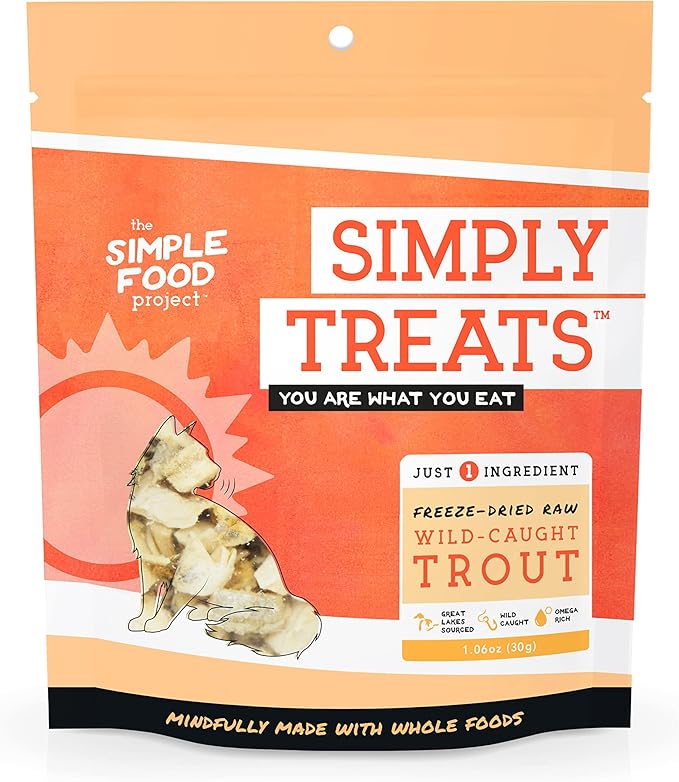Simple Food Project The Freeze Dried Raw Cat Treats Grain Free, All Natural, with Just 1 Ingredient - Trout