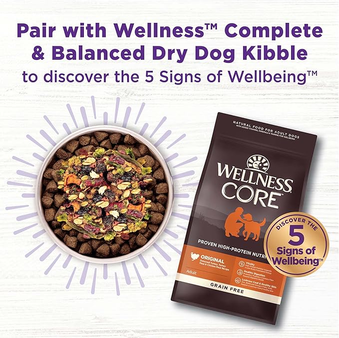 Wellness Bowl Boosters Heart Health Dog Food Topper with Freeze Dried Pieces for Small, Medium, and Large Breeds, Grain Free, Natural, Chicken Recipe, 4 oz Bag