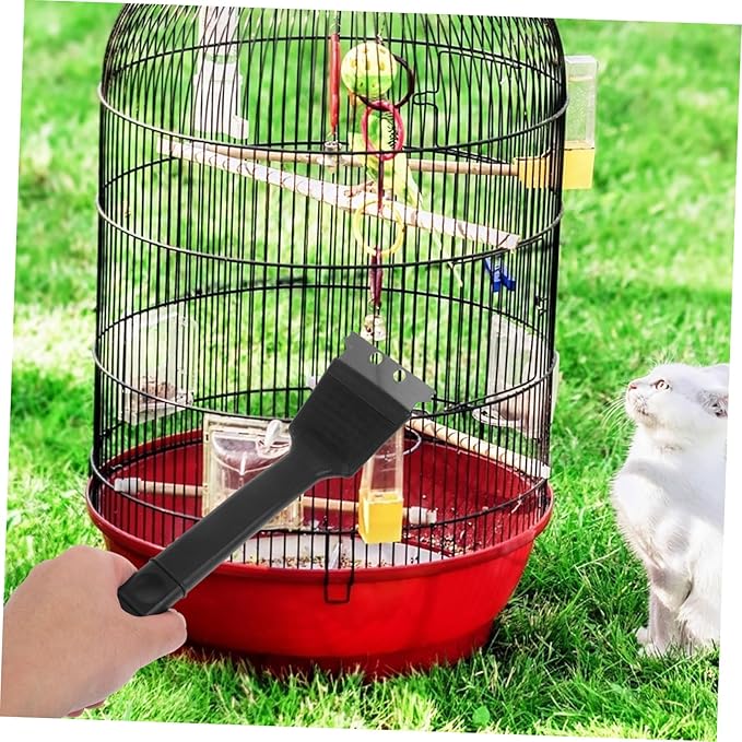 Mipcase Stainless Steel Birdcage Cleaning Brush with Handle and Scraper Accessory for Easy Bird Droppings Removal from Cages and Perches